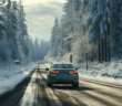 Driving on a snowy road