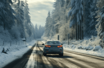 Driving on a snowy road