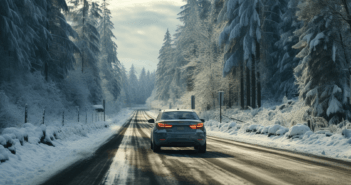 Driving on a snowy road