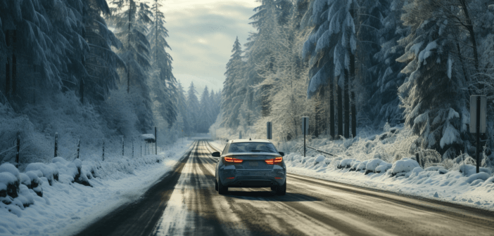 Driving on a snowy road