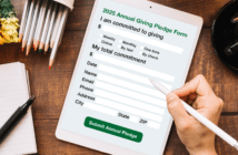 Person completing a pledge form