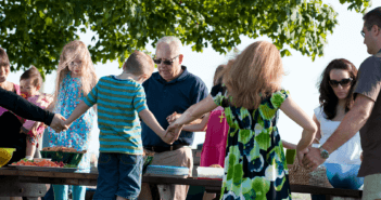 Church picnic with people of many different ages