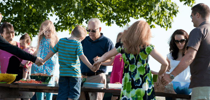 Church picnic with people of many different ages