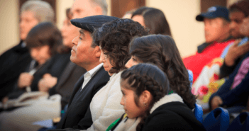 Family at a worship service