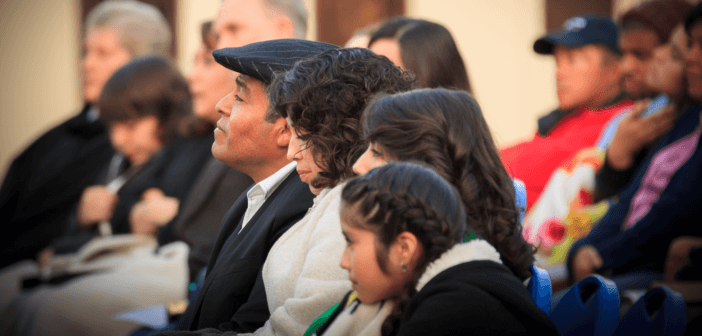 Family at a worship service