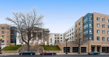 Outdoor view of Emory Fellowship Church and the Residences at Beacon Center, affordable housing built on church property